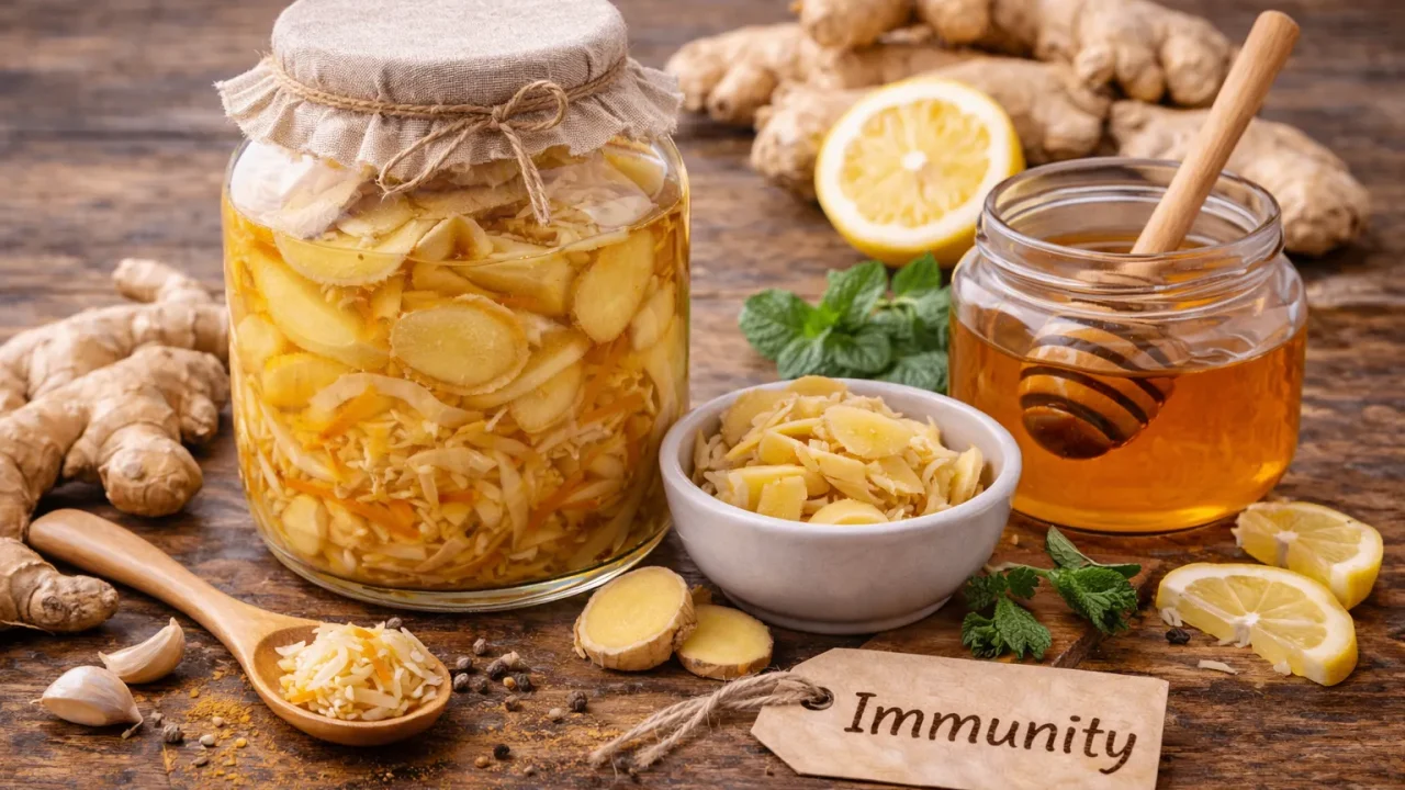 Kako Napraviti Domaći Fermentirani Đumbir s Medom za Imunitet