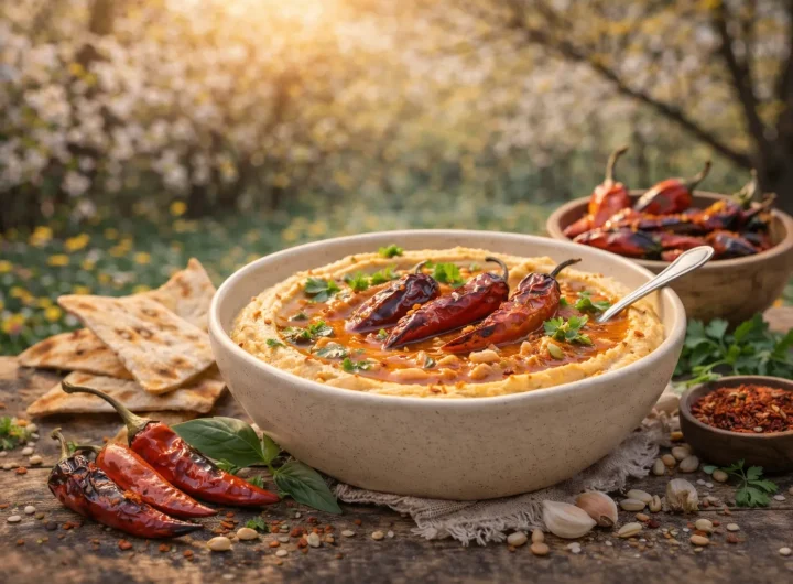 Humus s Pečenim Ljutim Papričicama – Dimljena Pikantna Varijanta Bogatog Okusa