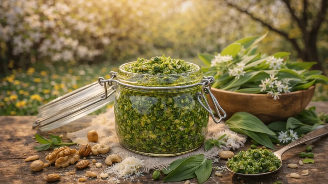 Zeleni Pesto od Medvjeđeg Luka i Orašastih Plodova – Proljetna Divlja Aroma Punog Okusa