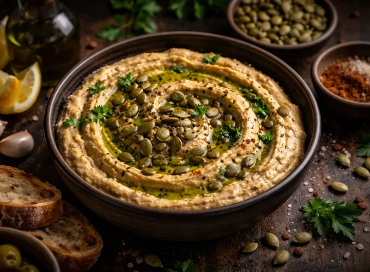 Humus s Bučinim Uljem i Sjemenkama – Tamnija Gurmanska Varijanta Bogate Teksture