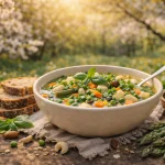 Proljetna Minestrone Juha s Mladim Povrćem i Aromatičnim Biljem