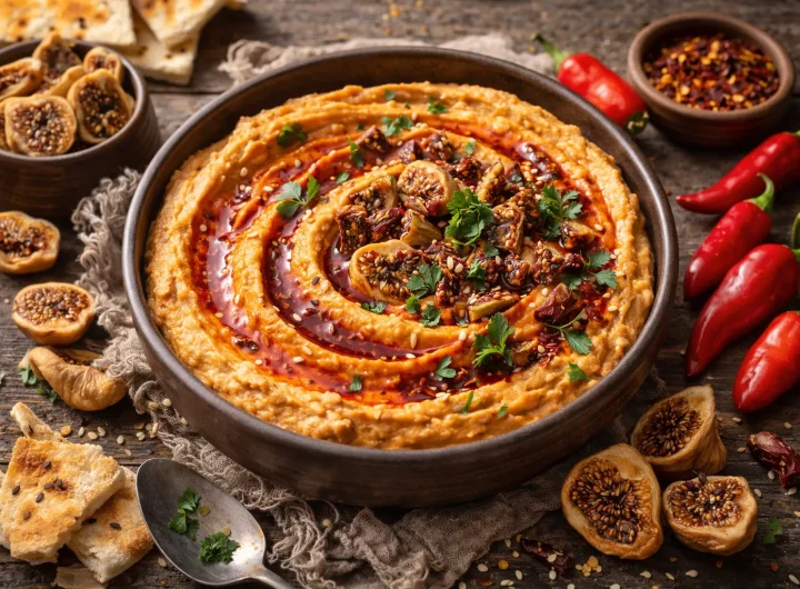 Humus s Sušenim Smokvama i Čilijem – Slatko-Pikantna Verzija Složenog Okusa