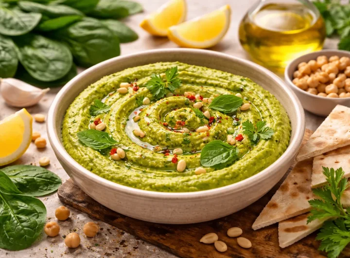 Humus s Mladim Špinatom – Zelena Lagana Varijanta Nježne Teksture
