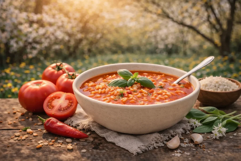 Klasična Juha od Rajčice s Rižom – Jednostavna Domaća Klasika Blagog Okusa za Svaki Dan