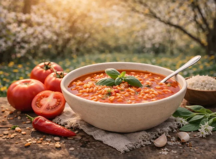 Klasična Juha od Rajčice s Rižom – Jednostavna Domaća Klasika Blagog Okusa za Svaki Dan