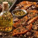 Maslinovo Ulje s Prženim Lješnjacima i Timijanom – Orašasta Nota s Aromatičnom Dubinom za Batat i Gljive