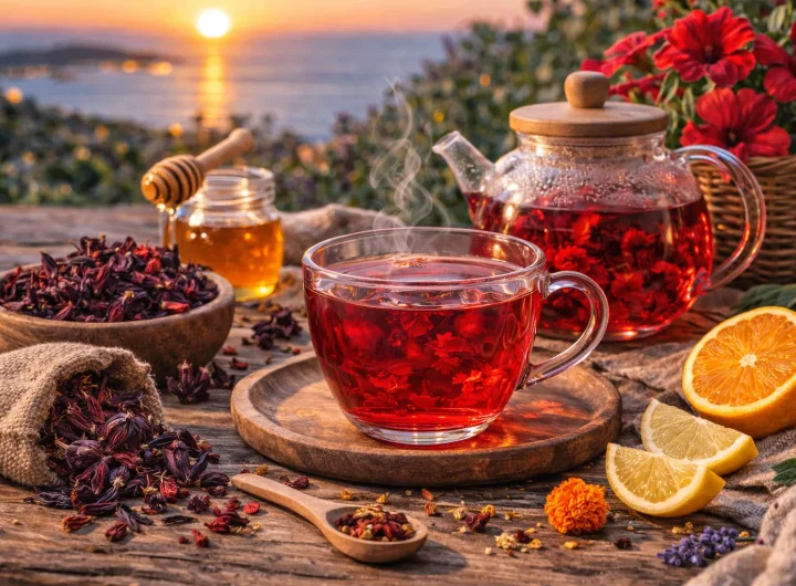 Čaj od Hibiskusa: Osvježavajući Biljni Čaj s Laganim Kiselim Notama