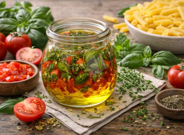 Maslinovo Ulje s Bosiljkom i Rajčicom – Miris Ljeta za Tjesteninu, Bruschette i Domaće Umake