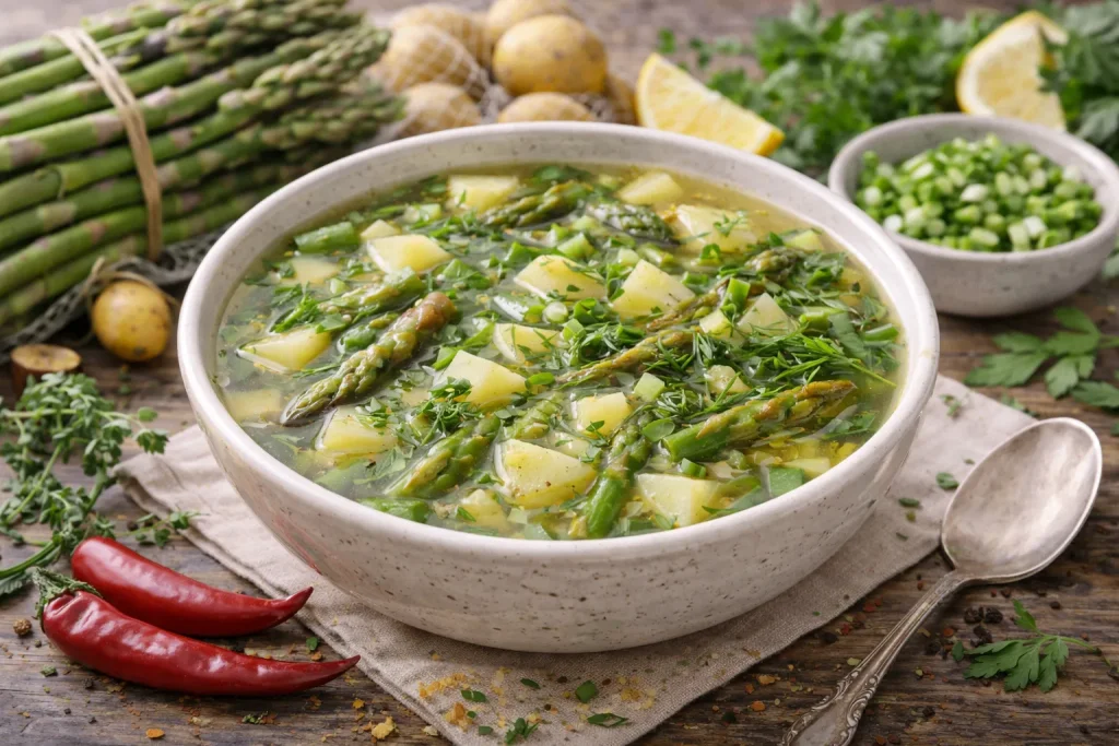 Proljetna Juha od Šparoga i Mladog Krumpira