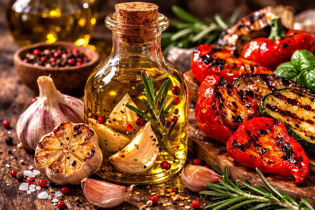 Maslinovo Ulje s Češnjakom i Paprom – Intenzivan Okus za Marinade, Grill Povrće i Rustikalna Jela