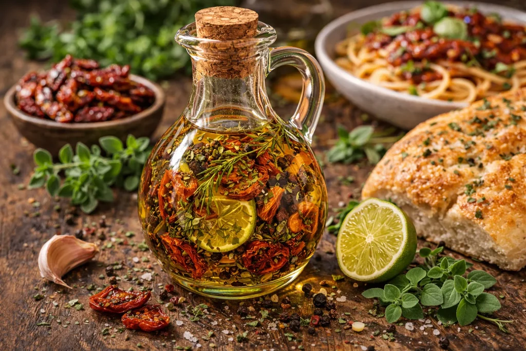 Maslinovo Ulje s Origanom i Sušenom Rajčicom – Mediteranski Klasik za Focacciu i Tjesteninu