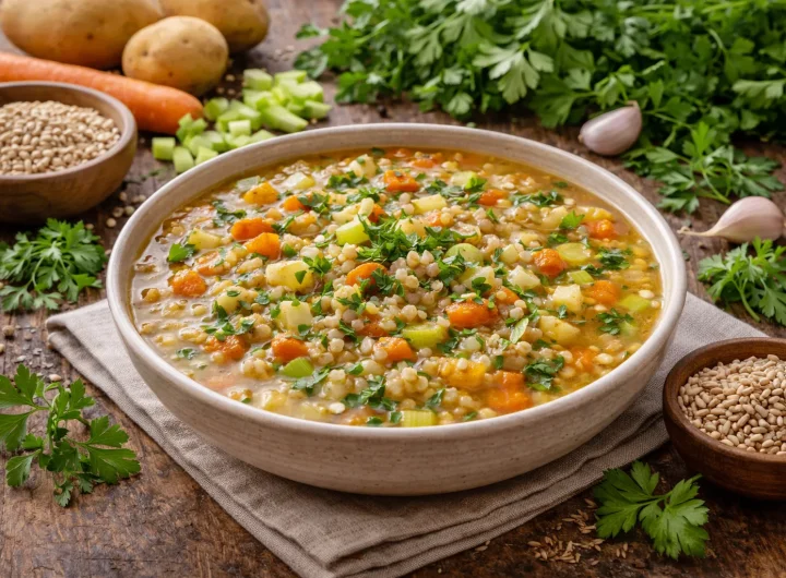 Juha od Ječma i Povrća – Starinska Juha Bogate Teksture i Prirodne Slatkoće