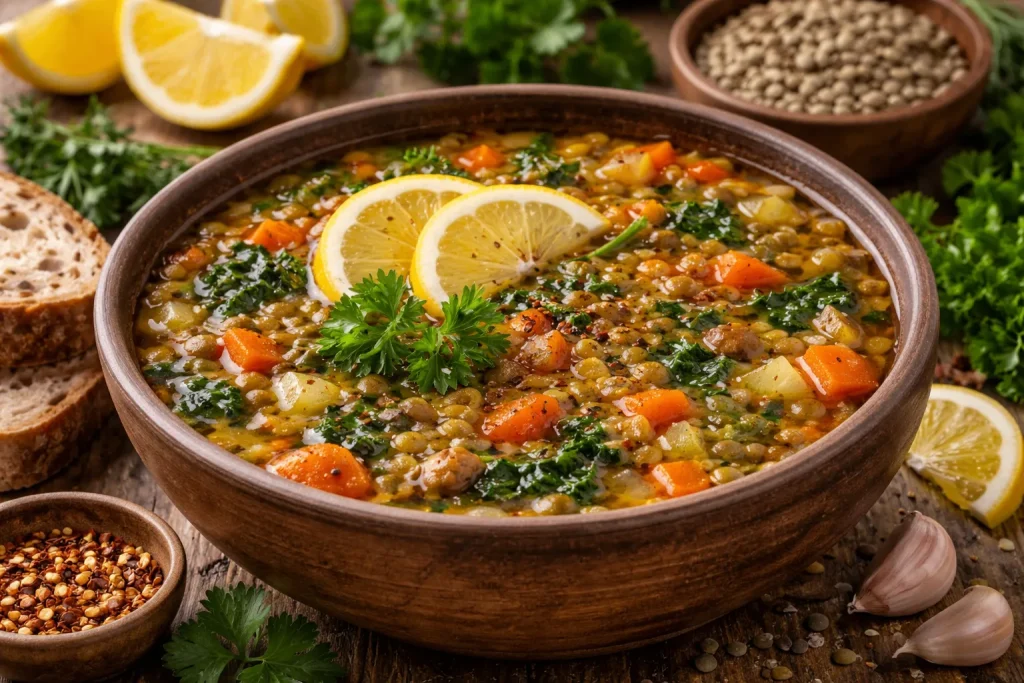 Juha od Leće i Povrća s Laganim Citrusnim Dodirom