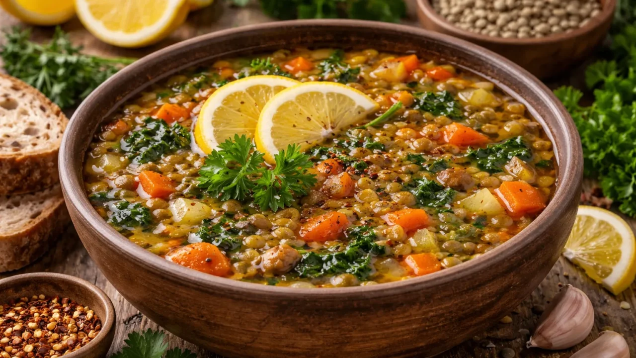 Juha od Leće i Povrća s Laganim Citrusnim Dodirom