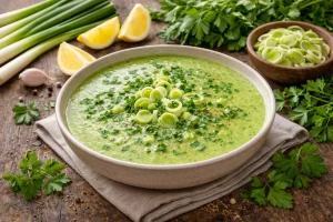 Proljetna Juha od Mladog Poriluka i Peršina – Lagana Zelena Juha Svježeg Okusa