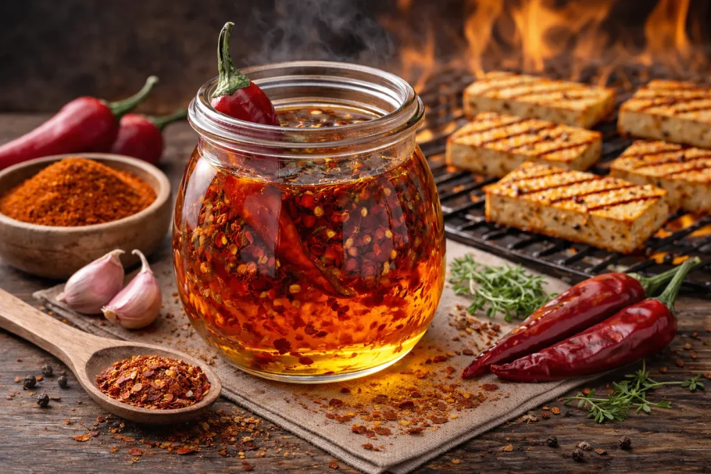 Maslinovo Ulje s Dimljenom Paprikom i Čilijem – Blago Dimljena Pikantnost za Grill i Marinade