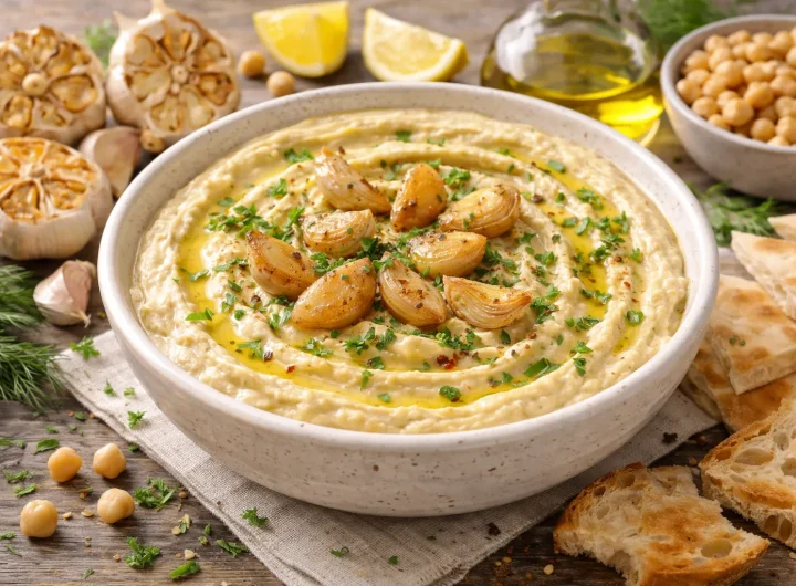 Humus s Pečenim Češnjakom – Blaga Kremasta Verzija Slatkaste Arome