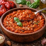Crveni Pesto od Pečene Paprike i Badema – Blago Dimljena Gurmanska Kombinacija