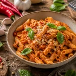Crveni Pesto od Ljute Paprike i Češnjaka – Pikantna Kremasta Pasta Začinskog Karaktera