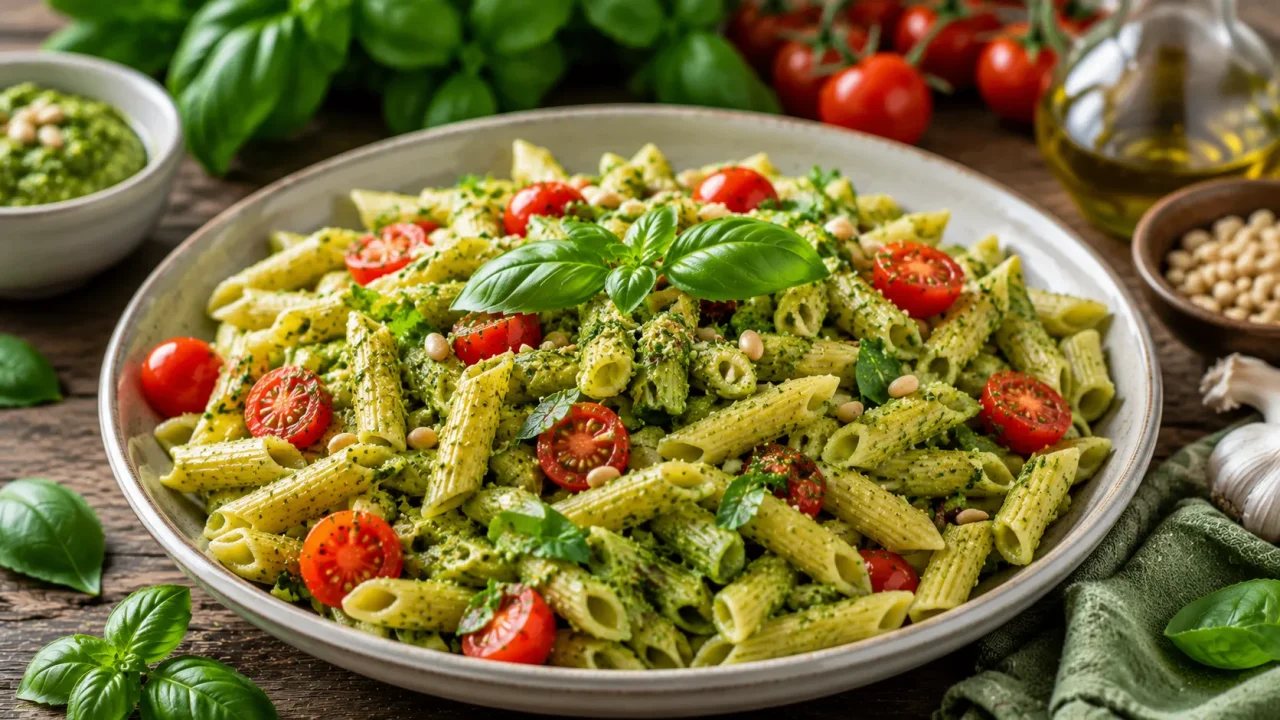 Veganska Tjestenina s Pesto Umakom od Bosiljka