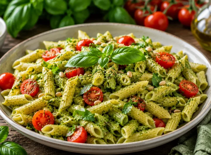Veganska Tjestenina s Pesto Umakom od Bosiljka