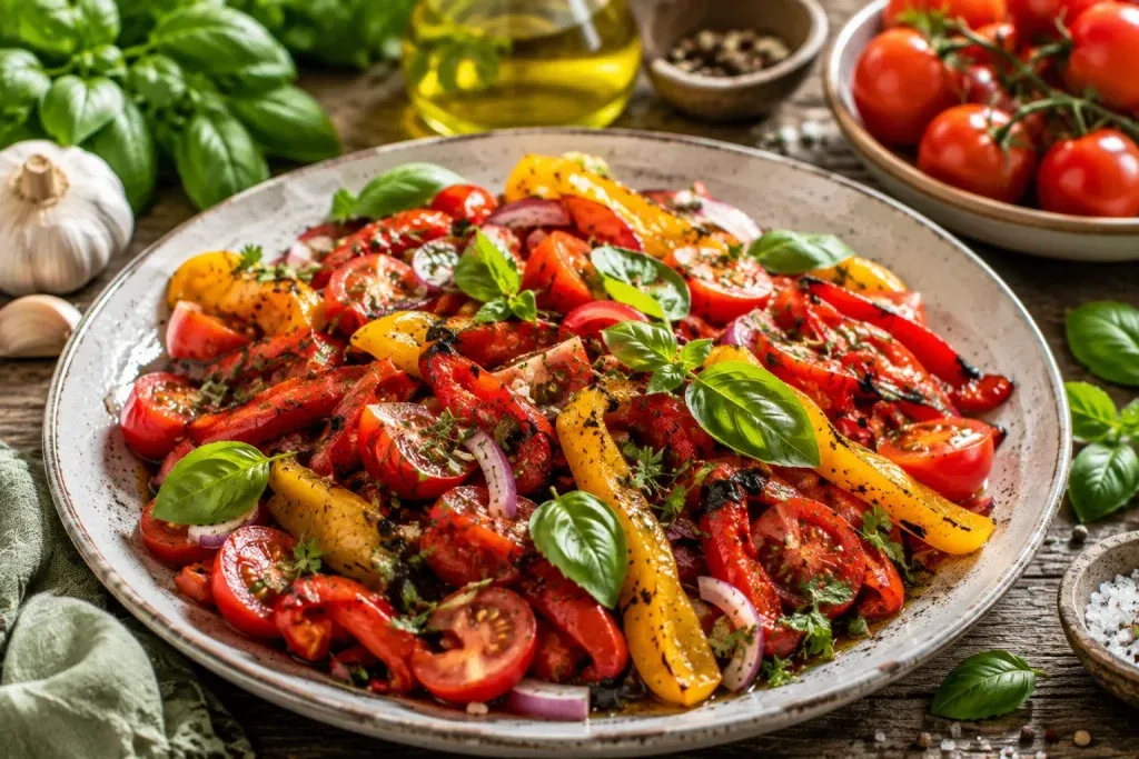 Ljetna Salata od Pečenih Paprika i Rajčica