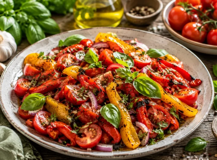 Ljetna Salata od Pečenih Paprika i Rajčica