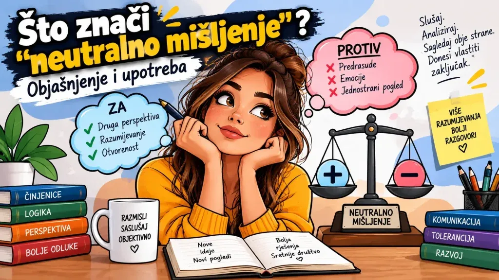 nacrtana žena i neutralno razmišljanje
